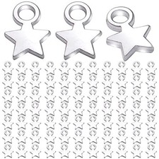 100pcs Silver Star Pentagram Charms Pendant Celestial Mini Star Dangle Charms...