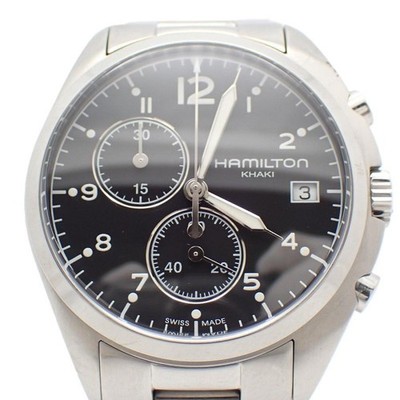 Used Hamilton Khaki Pilot Pioneer Chronograph Quartz Men's Watch Genuine SS