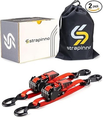 Retractable Ratchet Straps - 1 in x 2.5 ft Heavy Duty Adjustable Boat Transom T