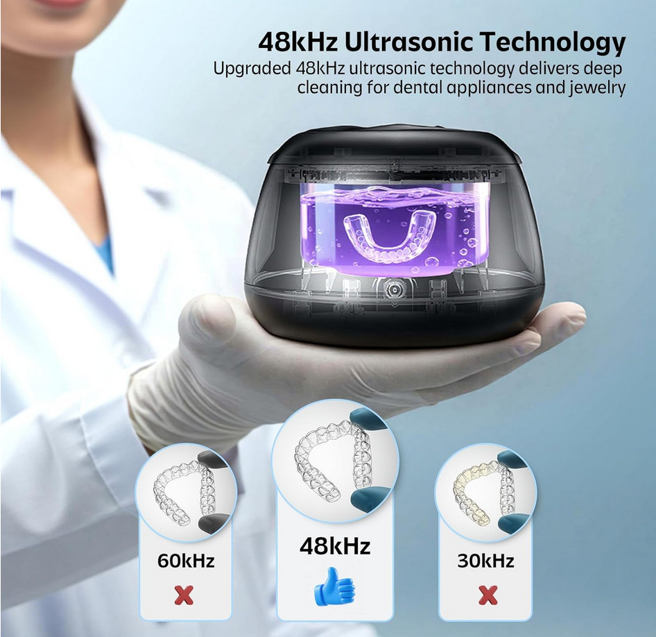 Ultrasonic Retainer Cleaner Denture and Aligner Cleaning Pod for Mouth Guards