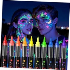 10-color glow-in-the-dark body painting, UV neon face paint brush, 10 colors
