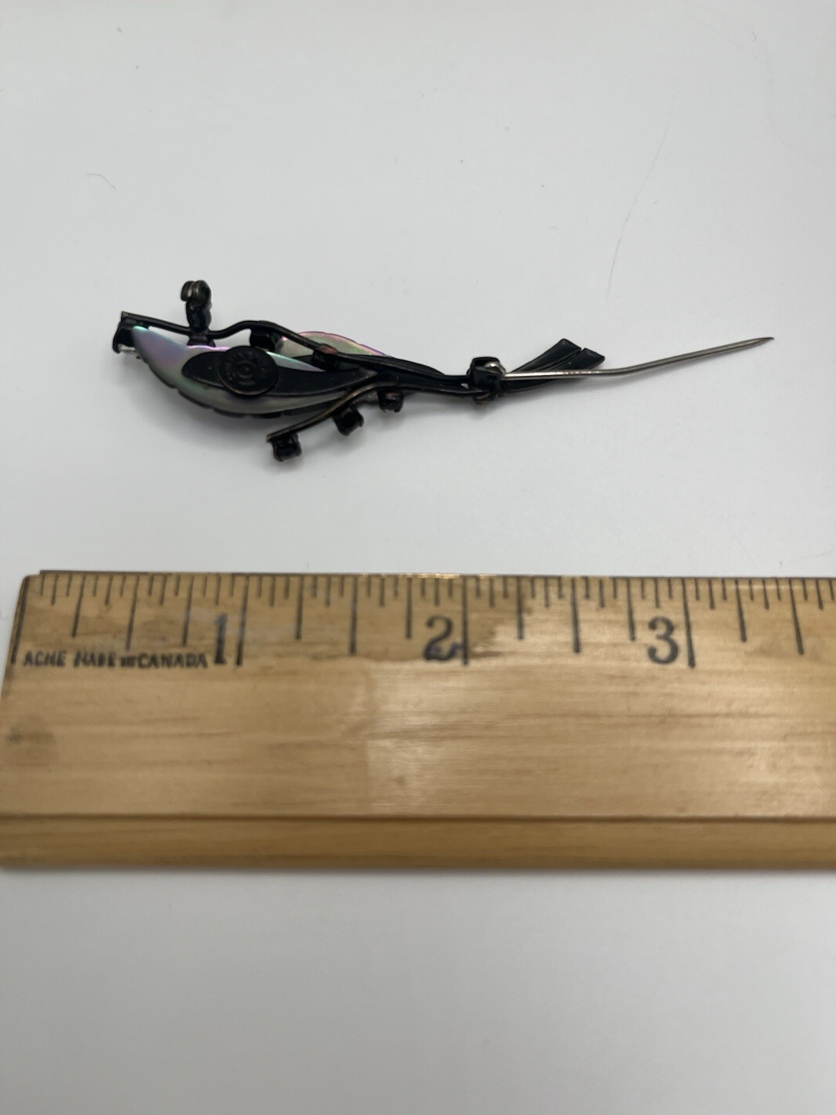 Continental Leaf Abalone Shell AB Crystals Brooch… - image 3