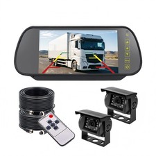 HD 7" Clip Rear View Mirror Monitor 2x4PIN Reversing Camera For Car Truck RV