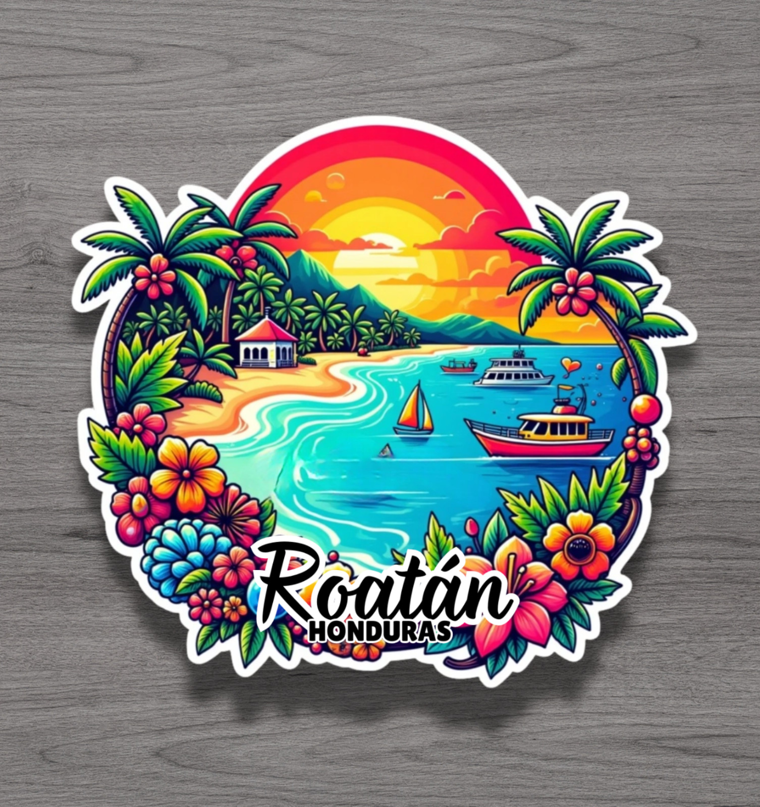 Roatan Honduras Fridge Magnet or Laptop Sticker
