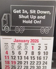 4 Peel and Stick Mini Calendars for 2026.  3" X 4"   Truckers love them!