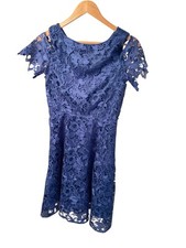 Tahari 7120M160 Cobalt Blue Lace Cold-Shoulder A-Line Fit & Flare Cocktail Dress