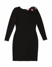 VINTAGE Womens Long Sleeve Bodycon Dress IT 40 Small Black Polyamide CF10