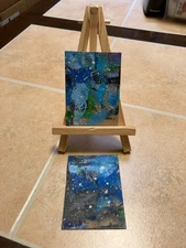 ACEO Original Acrylic Painting Landscape Abstract Art Card ATC Scenery 89