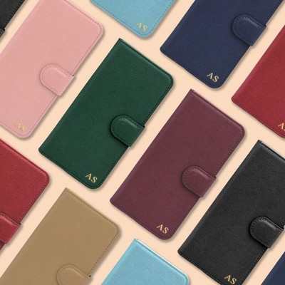 Personalisierte Handyhülle Leder Brieftasche für iPhone 17 16 15 14 13 12 11 Monogramm