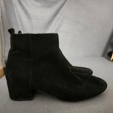 GH Bass Womens Boots SERENA Size 10 M Black Suede Leather Side Zip Chunky Ankle