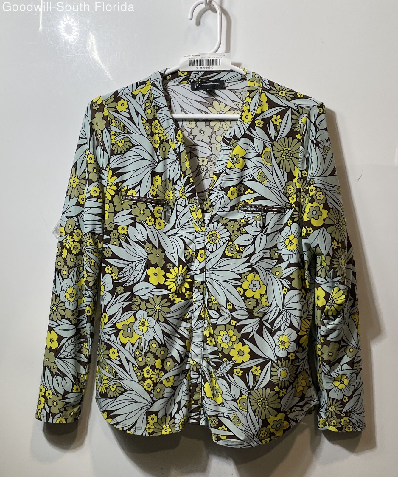 INC International Concepts Womens Multicolor Floral Print Tunic Top Size L
