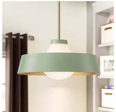 Rennnsan Winnie 1-Light Green Mid-Century Modern Pendant Light Opal Glass Shade