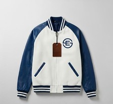 EnduroFit Sports Varsity Jacket White/Navy Unisex Premium Quality