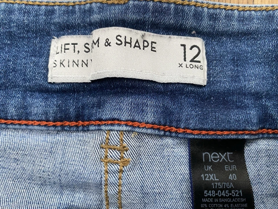 Ladies size 12 XL NEXT Skinny jeans Lift Slim & Shape Waist 30 long leg 33 - Image 4 of 4