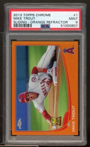 Mike Trout Card 2013 Topps Chrome Orange Refractor #1 PSA 9
