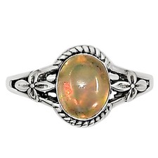 Natural Ethiopian Opal 925 Sterling Silver Ring s.8 Jewelry R-1300