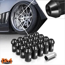 20Pcs J2 Aluminum M12x1.5 Closed End 42mm Heigth Acorn Lug Nuts+Extension Black