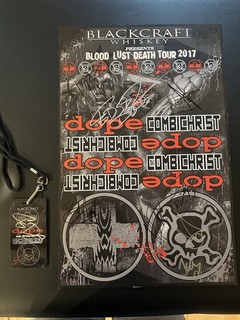 RARE Dope & Combichrist autographs signed poster lanyard metal band static x