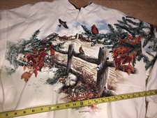 VTG Cardinal Sweatshirt Women s Xl Art Unlimited Fall to Frost Wildlife Scene
