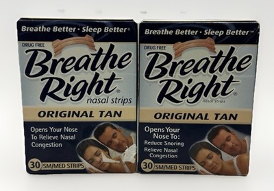 breathe right nasal strips original tan small/med 60 total count scuffed box