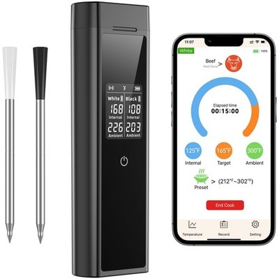 Smart Wireless Meat Thermometer Digital, 2 Probes, Advanced Bluetooth Food Th