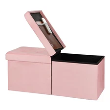 Storage Ottoman Bench with Folding Lid Ⅲ, Foot Stools Opens on Both Ends, Foo...