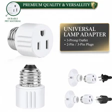 Outlet Light Socket Adapter, E26 Light Bulb to Plug Converter
