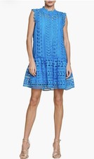 CIEBON Cara Butterfly Lace Shift Dress Overlay Blue Sleeveless Women’s M