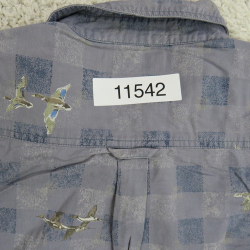 Camisa Columbia Para Hombres 2XL Gris Azul Estampado de Pato a Cuadros Abotonada Exterior Algodón - Imagen 20 de 20