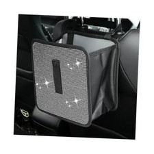 Car Trash Can, Bling Rhinestone Crystal Waterproof Hanging Garbage Bag for Car
