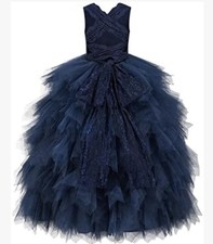 Navy Lace Flower Girl Dress Wedding Party Formal Pageant Dresses