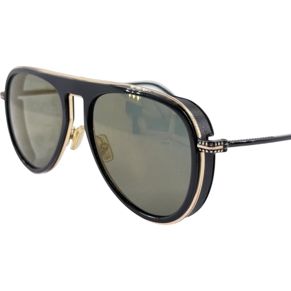 Jimmy Choo Carl S Mens Metal Aviator Sunglass 0807 Black 56-18 Italy Gold Mirror - Image 2 of 4