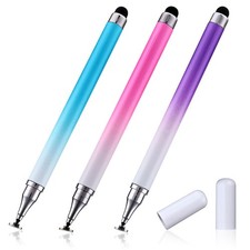 Stylus Pen 2 in 1 with Transparent Disc  Silicone Tip - 3 Pcs for Touch Screens