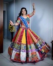 Beautiful Multicolor Navratri Lehenga Choli For Women, Readywear By Aadat Export