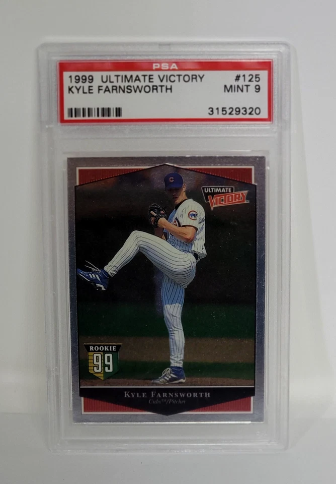 Tarjeta de radiocontrol Ultimate Victory 1999 Kyle Farnsworth Chicago Cubs novato PSA 9 Low Pop Foto 4 de 4