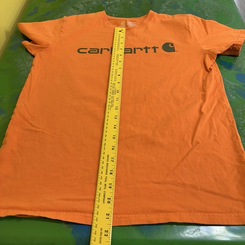 Carhartt Short-Sleeve Logo Tee Boys Large 14-16 Orange Workwear T-Shirt Dadcore - Picture 9 of 9