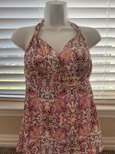 Victoria's Secret Floral Colorful Halter Tankini Swim Top SzL