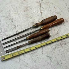 LOT OF 4 Vintage ASSORTED BUCK BROTHERS CARVING Gouging CHISELS As Found