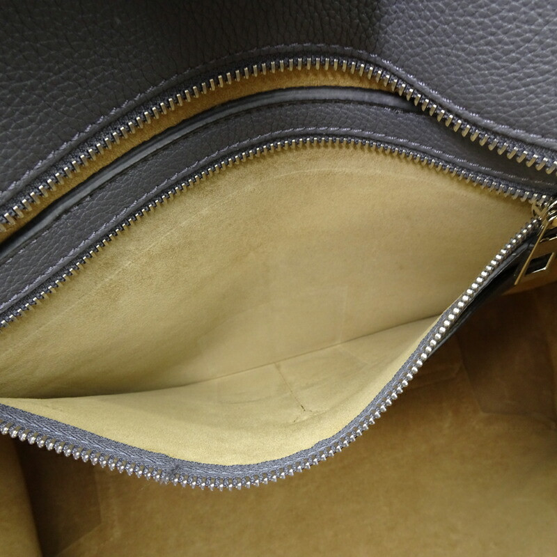 Loewe Buckle Zip Tote Bag B692K99X02 Calf Leather Gray Used Loewe Buckle Zip Tote Bag B692K99X02 Calf Leather Gray Used