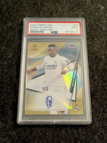 2020 VINICIUS JR Topps Finest UCL Gold Refractor /50 Auto PSA 9 MINT