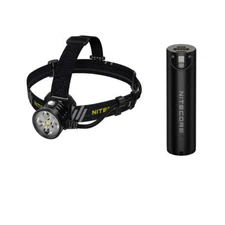 Set: Nitecore HU60 USB Powerbank Powered  LED Headlamp - 1600 Lumen with NBP1