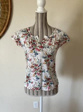 Vintage Miss O Oscar De La Renta 80s Floral Top Women's Medium