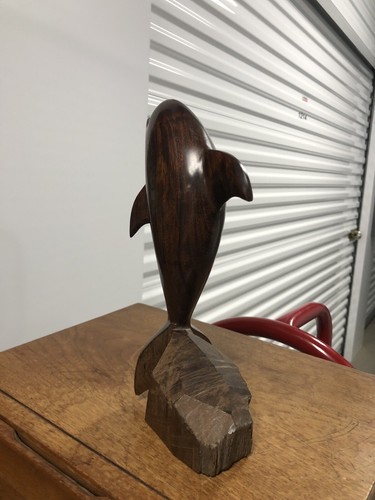Dolphin Wooden Hand Carved Sculpture Ironwood 10" Tall Vintage - Heavy - Picture 8 of 8