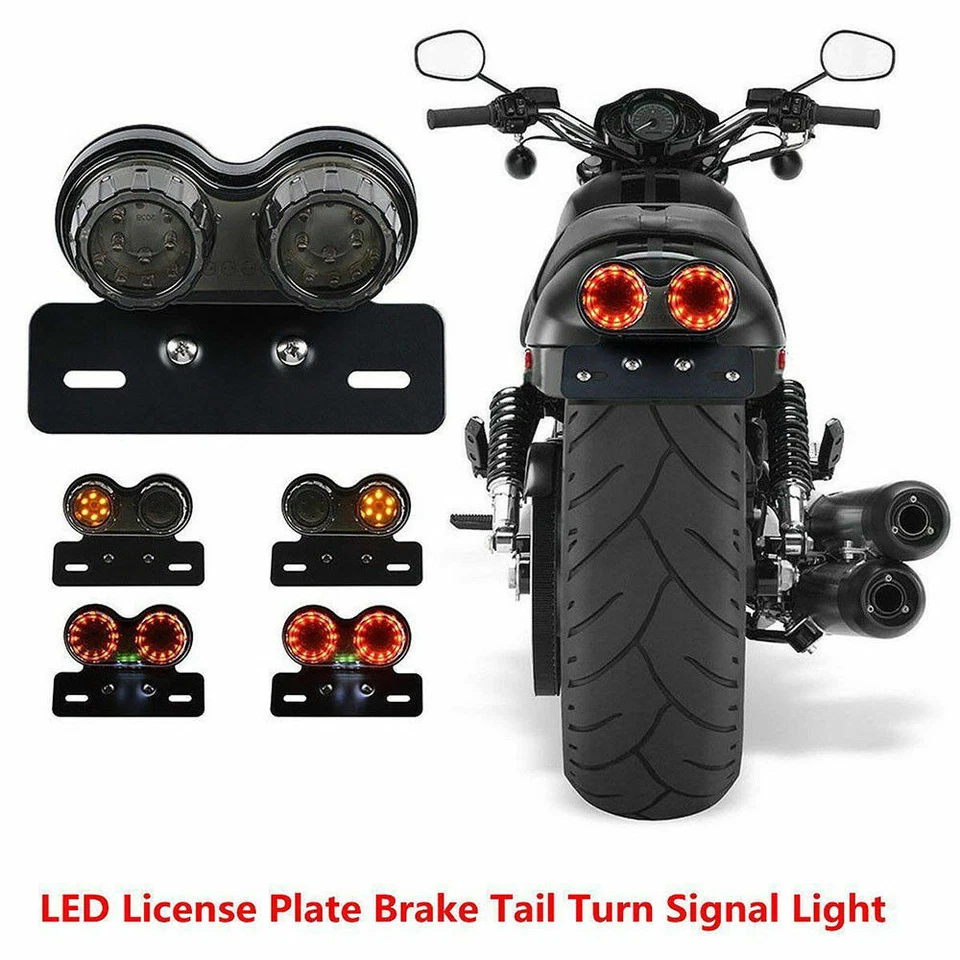 Luces integradas de freno de señal trasera doble matrícula LED para motocicleta Foto 2 de 4