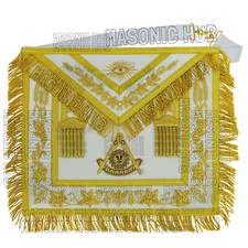 Handmade Masonic Past Master Apron with Compasses  Quadrant - Genuine Lambskin