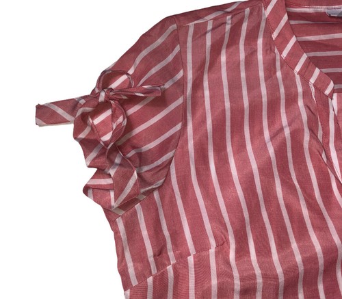 New York & Company Women’s Pink Striped Short Sleeve Blouse Size L New - Picture 2 of 6