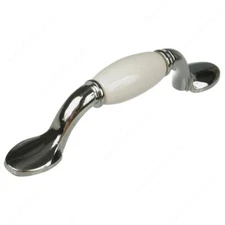 (10-Pk) Richelieu BP380214030 Classic Metal & Ceramic Handle Pull 3802 in Chrome