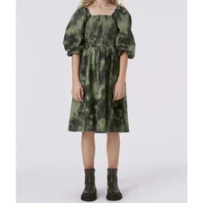 Molo Kids 100% Cotton Cherisa Moss Tie Dye Midi Dress Green Size 11-12 Y $95