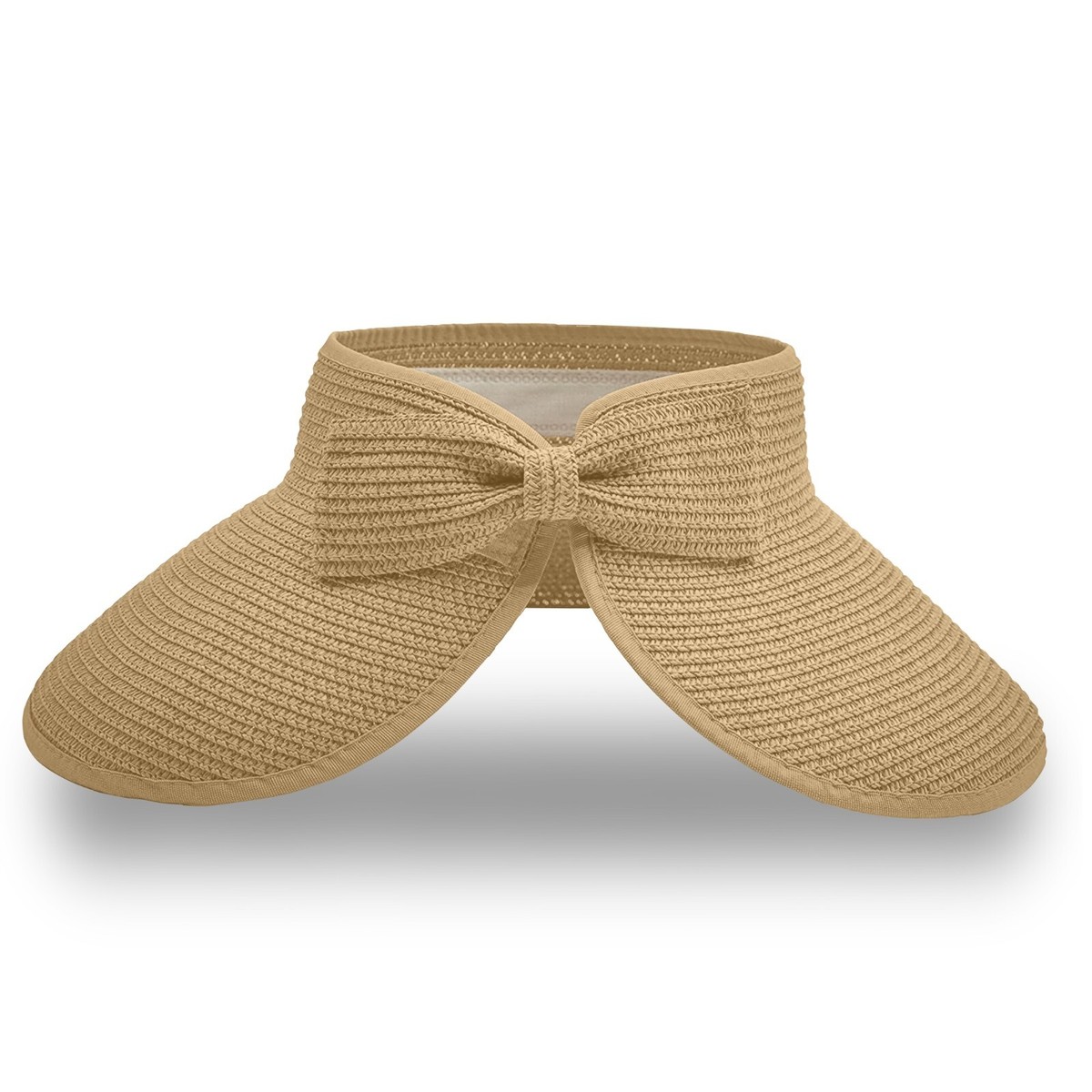 Straw Sun Summer Visor for Women, Female Wide Brim UPF 50+ UV