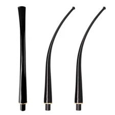 Bent Stem Replacement for Churchwarden Tobacco Pipe with Metal Ring Decoration
